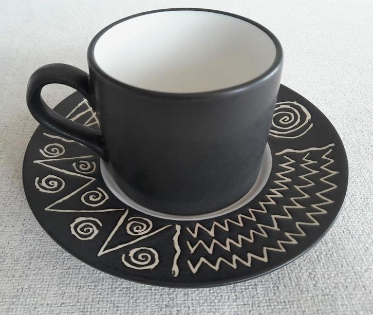 Tasse à café Habitat Scaffito vintage des années 80, Maison & Meubles, Cuisine | Vaisselle, Comme neuf, Céramique, Enlèvement ou Envoi