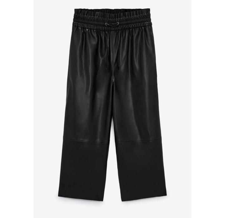 Zara Culotte in Faux Leather - Leerlook Zwart XL (Nieuw), Kleding | Dames, Broeken en Pantalons, Nieuw, Maat 46/48 (XL) of groter
