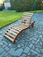 Chaise longue Iroko (bois dur tropical), Jardin & Terrasse, Chaises de jardin, Comme neuf, Bois, Enlèvement, Ajustable