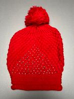 New rode muts met pompon en strass steentjes, Sans marque, Ophalen of Verzenden, Nieuw, Muts