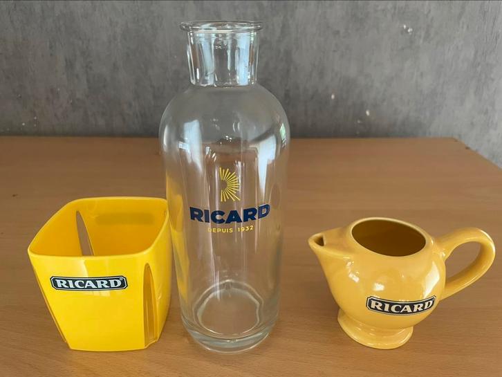 Lot Ricard vintage – carafe, pichet et bac à glace., Verzamelen, Glas en Drinkglazen, Gebruikt, Overige typen, Ophalen