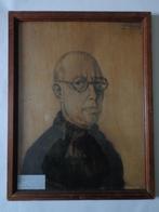 zelfportret Jef De Pauw (houtskool op paneel) uit 1942, Antiek en Kunst, Kunst | Schilderijen | Modern, Ophalen