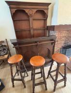 Vintage bar / toog met 3 krukken, Huis en Inrichting, Barren, Ophalen, Zo goed als nieuw