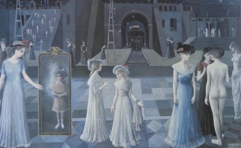 PAUL DELVAUX / LE TUNNEL / KLEUROFFSET / 73x104cm / KADER, Antiek en Kunst, Kunst | Litho's en Zeefdrukken, Ophalen