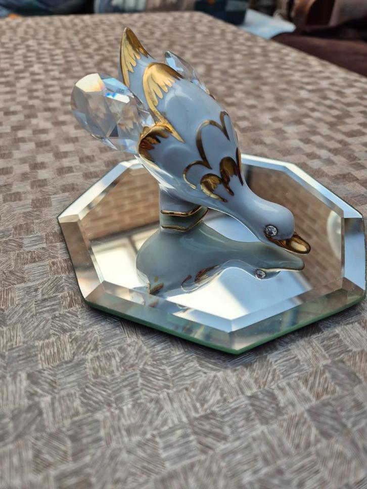 Capodimonte porceleinen eend met Swarovski, Verzamelen, Swarovski, Ophalen of Verzenden