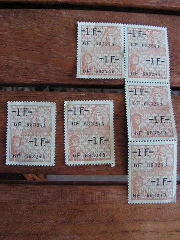 Lot van 6 Belgische vintage takszegels. beschikbaar voor biedingen