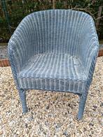 2 zeteltjes in blauwe rotan, Huis en Inrichting, Fauteuils, Ophalen, Riet of Rotan