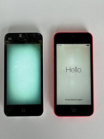 2 iphone 5c roze en wit 16gb, zie omschrijving 