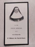 gedachtenisprentje 1908 Mère St. Mélanie des S.C., Collections, Images pieuses & Faire-part, Envoi