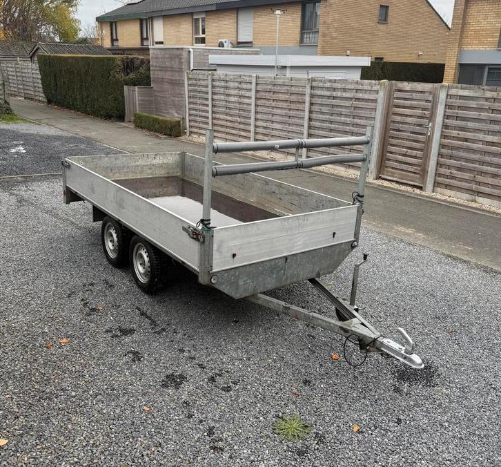 Aanhangwagen dubbelas 3m x 1m50, Auto diversen, Aanhangers en Bagagewagens, Zo goed als nieuw, Ophalen