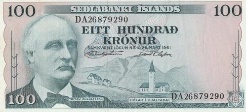 IJsland EITT HUNDRED KRONUR 1961, Postzegels en Munten, Bankbiljetten | Europa | Niet-Eurobiljetten, Los biljet, Overige landen