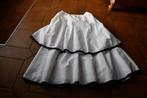 Witte halflange dubbele rok met blauwe biesjes, Maat 38/40 (M), Wit, Ophalen of Verzenden, Onder de knie