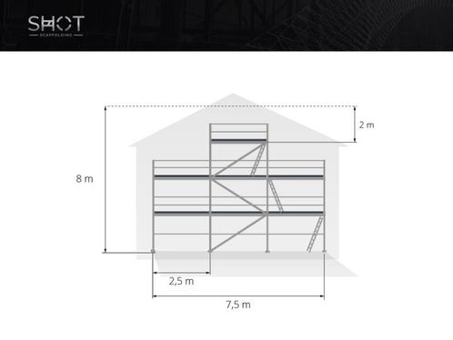Échafaudage pour mur pignon / Échafaudage en Alu Baumann, Doe-het-zelf en Bouw, Steigers, Nieuw, Gevelsteiger, 5 meter of hoger
