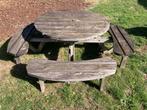 Ronde houten picknicktafel, Tuin en Terras, Ophalen, Gebruikt, Rond, Hout