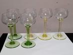 6 antieke uralineglazen (uranium), Ophalen of Verzenden, Gebruikt, Borrel- of Shotglas