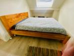 Bedframe Massief Onbehandeld Natuurhout, Huis en Inrichting, Slaapkamer | Bedden, Ophalen, Bruin, Tweepersoons, Bohemian