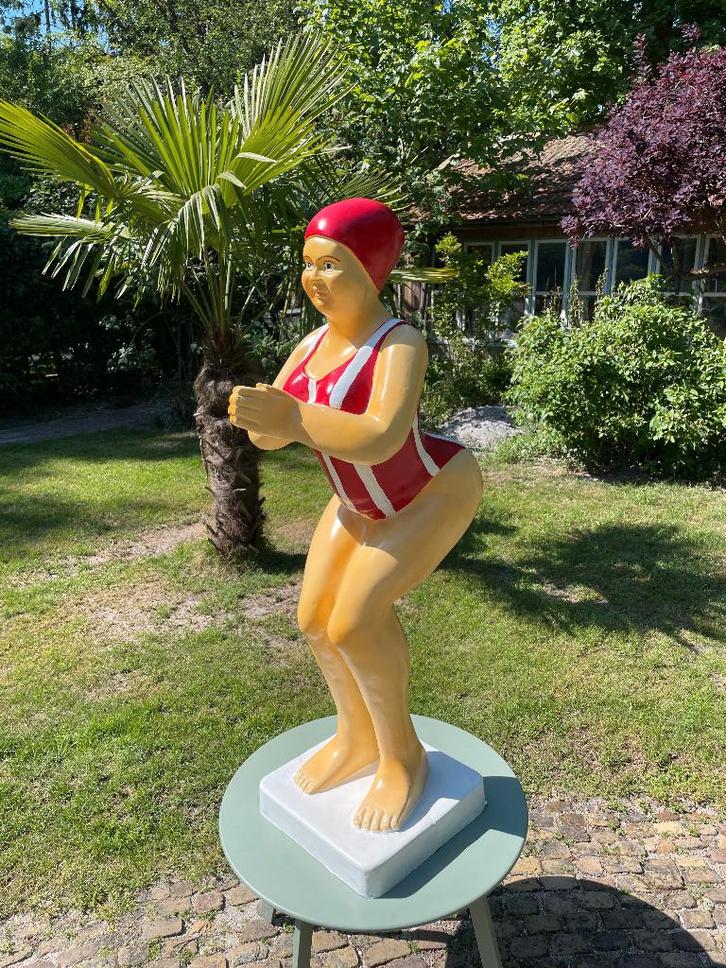 Duikende dame jacuzzi tuin, zwembad, vijver 115cm, Tuin en Terras, Tuinbeelden, Nieuw, Mensenbeeld, Kunststof, Ophalen