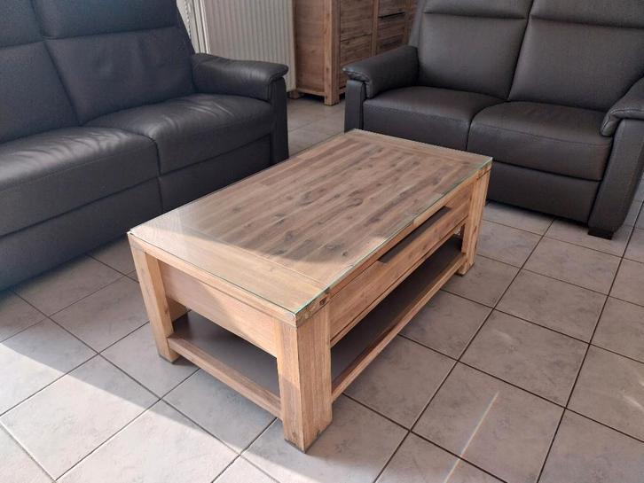 Salon de Luxe en Cuir (avec Relax Électr) + Table de salon, Maison & Meubles, Canapés | Coins salons complets, Comme neuf, Bois