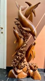 Houten beeld dolfijnen houtsnijwerk Bali - Indonesie, Antiek en Kunst, Ophalen