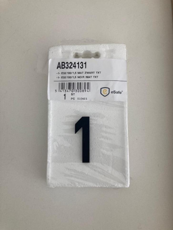 Huisnummer 1 zwart gepoedercoat aluminium, Doe-het-zelf en Bouw, Overige Doe-Het-Zelf en Bouw, Nieuw, Ophalen of Verzenden