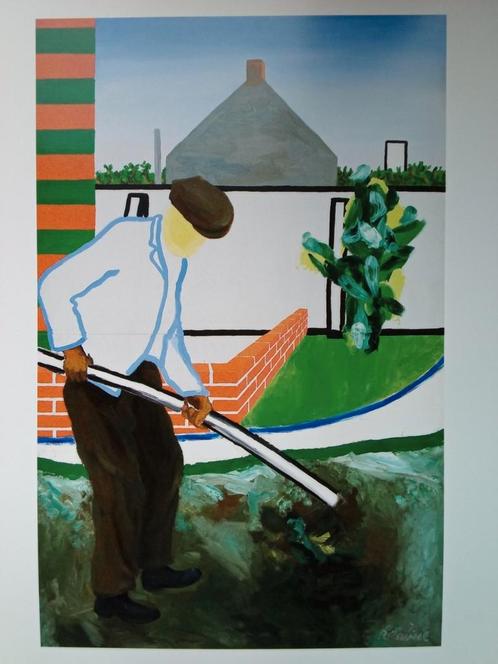 Roger Raveel mijn tuinman, Antiek en Kunst, Kunst | Litho's en Zeefdrukken, Ophalen of Verzenden