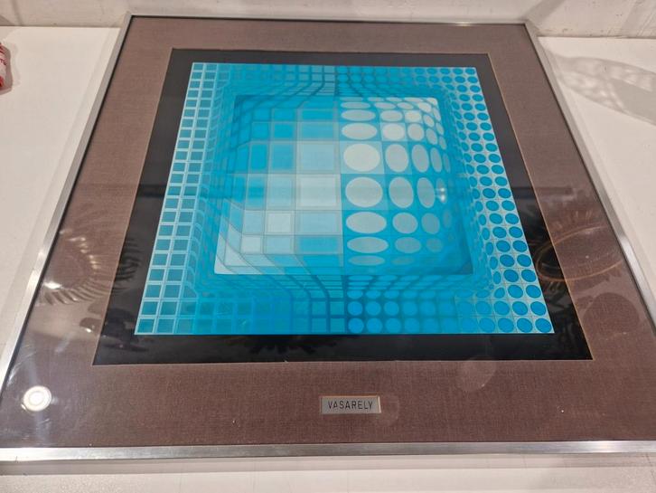 Vasarely Koska Rev  , gestempeld achterkant , mooie kader, Antiek en Kunst, Kunst | Litho's en Zeefdrukken, Ophalen of Verzenden