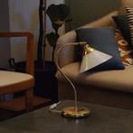 Vintage tafellamp, Gebruikt, Ophalen of Verzenden, Glas, Vintage, retro, goud, melkglas, opaline
