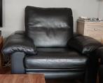Grote lederen éénpersoons-zetel, Ophalen, Zwart, Leer, Zo goed als nieuw
