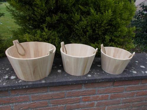 3 baquets en bois avec anse de style japonais, Maison & Meubles, Accessoires pour la Maison | Autre, Comme neuf, Enlèvement ou Envoi