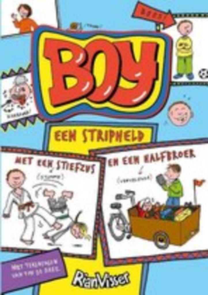 boek:Boy,een stripheld met een stiefzus en een../Rian Visser, Boeken, Kinderboeken | Jeugd | onder 10 jaar, Zo goed als nieuw