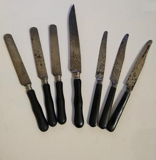 Couteaux Récup 6+1 couteau à viande Rôti, dont Guerre Dijon,, Antiquités & Art, Antiquités | Couverts, Enlèvement ou Envoi