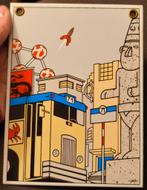 Vintage Emaille Bord Hervé: Brussel - Jean-Manuel Duvivier, Ophalen of Verzenden, Kuifje, Zo goed als nieuw, Plaatje, Poster of Sticker