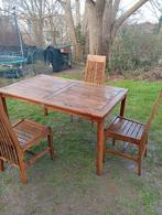 Table en teck de luxe marque : BOIS Le DUC 4 chaises, Enlèvement ou Envoi, Bois