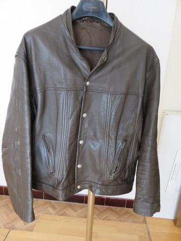 Bruine lederen heren zomerjacket, Enlèvement, Porté, Taille 48/50 (M), Brun