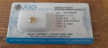 Prachtige originele nieuwe gele diamant van 0,90 karaat beschikbaar voor biedingen