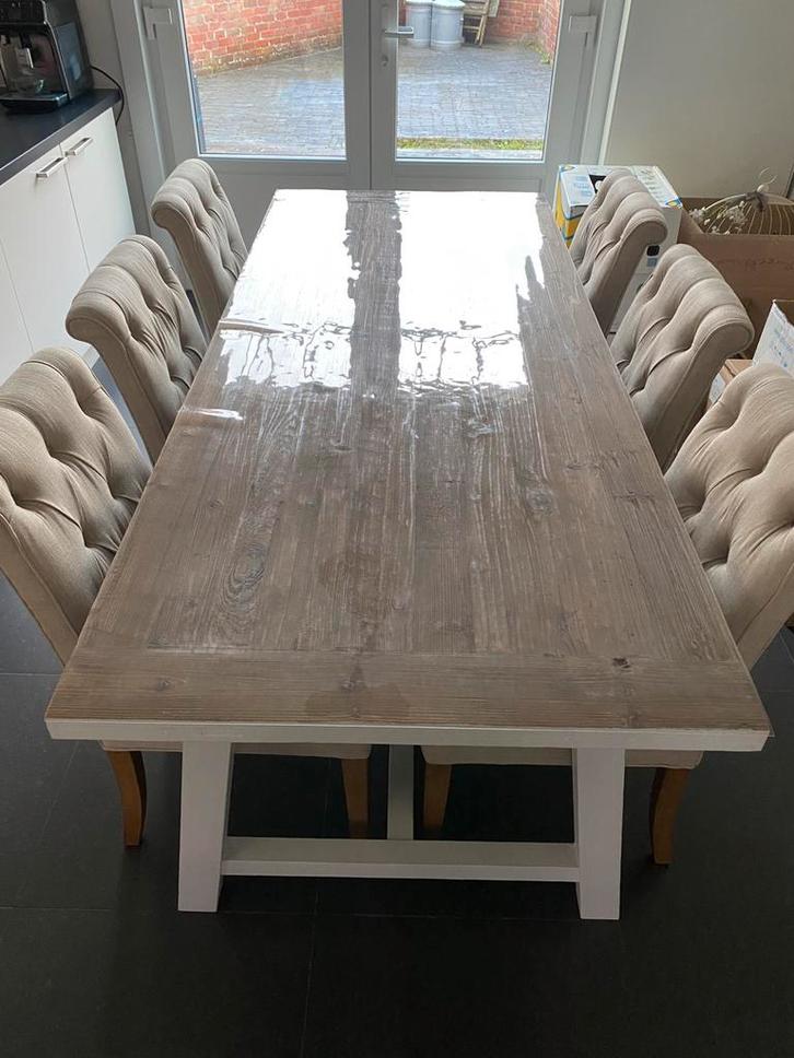 Landelijke tafel met 6 stoelen Rivièra Maison, Huis en Inrichting, Complete eetkamers, Zo goed als nieuw, Ophalen