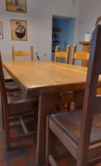 Eikenhouten tafel en 6 stoelen, Huis en Inrichting, Tafels | Eettafels, Ophalen, Gebruikt, Eikenhout, 200 cm of meer