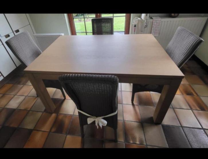 table + 4 chaises avec coussins, Huis en Inrichting, Tafels | Eettafels, Gebruikt, Vier personen, Rechthoekig, Grenenhout, Ophalen of Verzenden