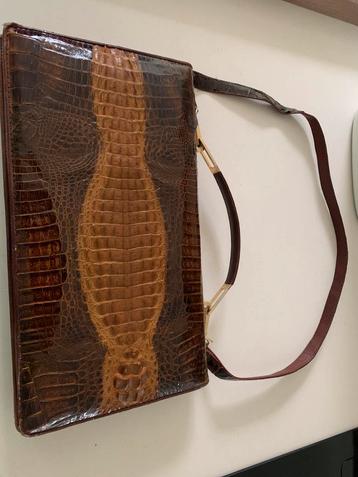 Vintage stijlvolle handtas van baby krokodillenleer, Enlèvement ou Envoi, Sac à main