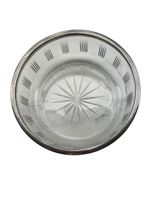 Ronde kristallen fruitschaal - Val Saint Lambert - Zilver, Antiek en Kunst, Antiek | Glaswerk en Kristal, Ophalen of Verzenden