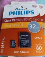 micro SD-geheugenkaart met officiële Philips-klasse 10/32Gb+, Ophalen of Verzenden, Nieuw, SD