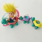 Magic Trolls schildpad treintje en trol poppetje jaren 90, Ophalen of Verzenden, Gebruikt