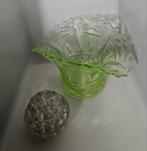 Schaal persglas met pique fleur uraniumglas, Antiek en Kunst, Ophalen of Verzenden