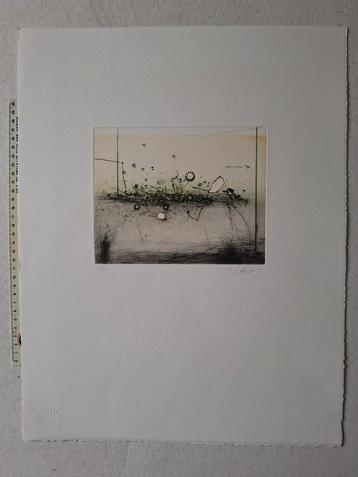 Verfijnde ets van Paco Aguilar abstracte compositie uit 2003 beschikbaar voor biedingen
