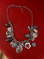 Mooie collier met paarse en metaalkleurige bedels, Handtassen en Accessoires, Kettingen, Ophalen of Verzenden, Zo goed als nieuw