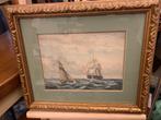 Oude aquarel - twee zeilschepen op zee, Ophalen