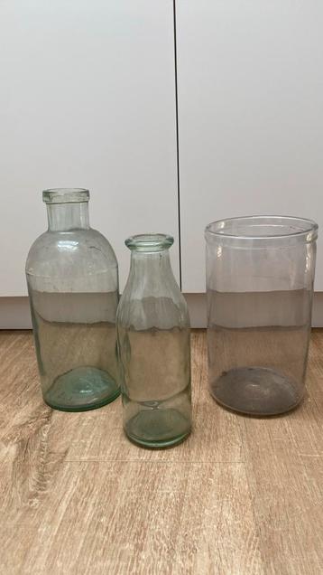 Glazen flessen/stolpen, Enlèvement, Comme neuf