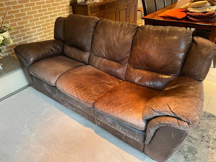 lederen salon natuzzi 3zit + 2x 1-zitters, Maison & Meubles, Canapés | Coins salons complets, Utilisé, Cuir, Enlèvement ou Envoi