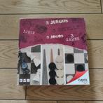 Lot de 3 jeux (échecs, dames et backgammon) en bois Cayro co, Ophalen of Verzenden, Zo goed als nieuw, Overige typen