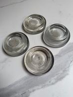 4 retro glazen voetjes kachel radiator, Ophalen